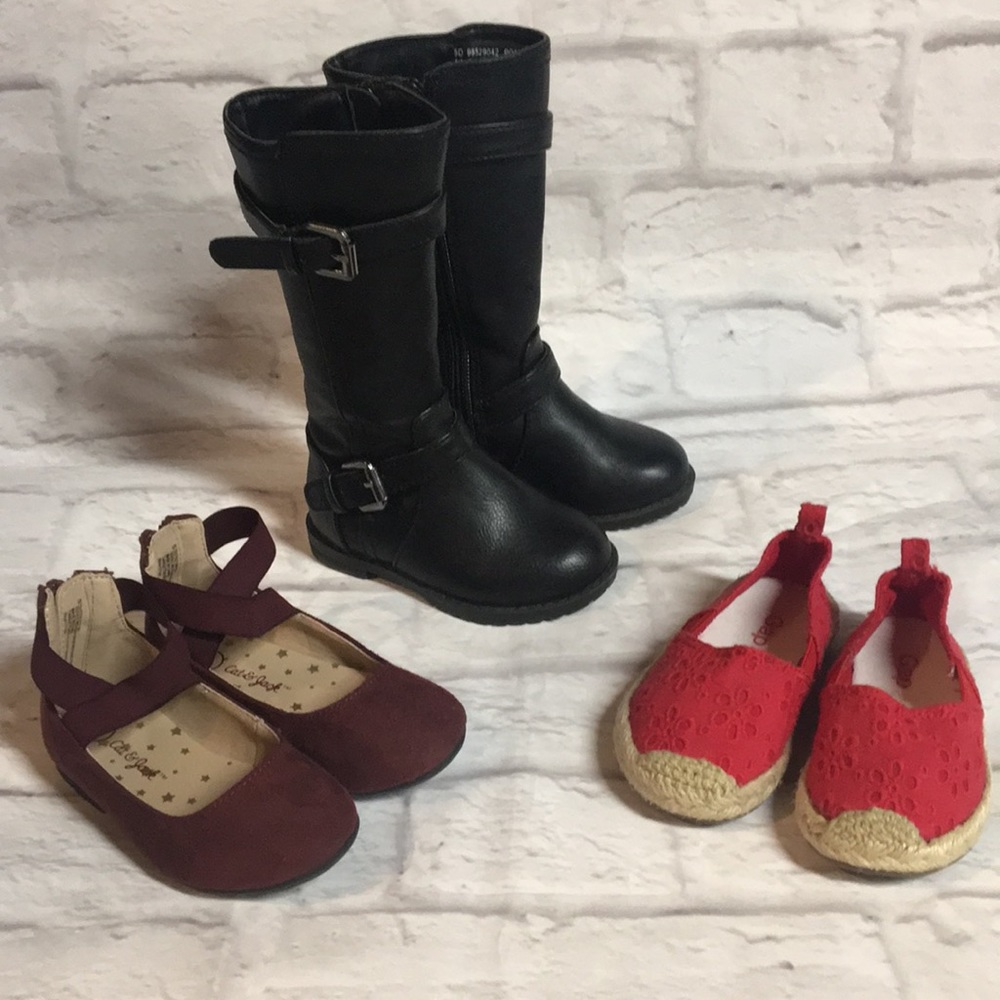 Bundle 3 pc Toddler Girl Shoes/boots Size 5